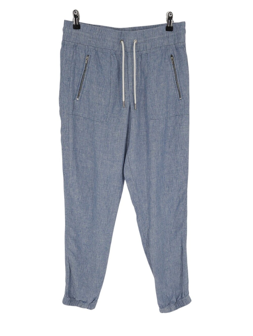 Athleta Cabo Linen Jogger Pants Chambray Blue Drawstring Pull On High Rise 6